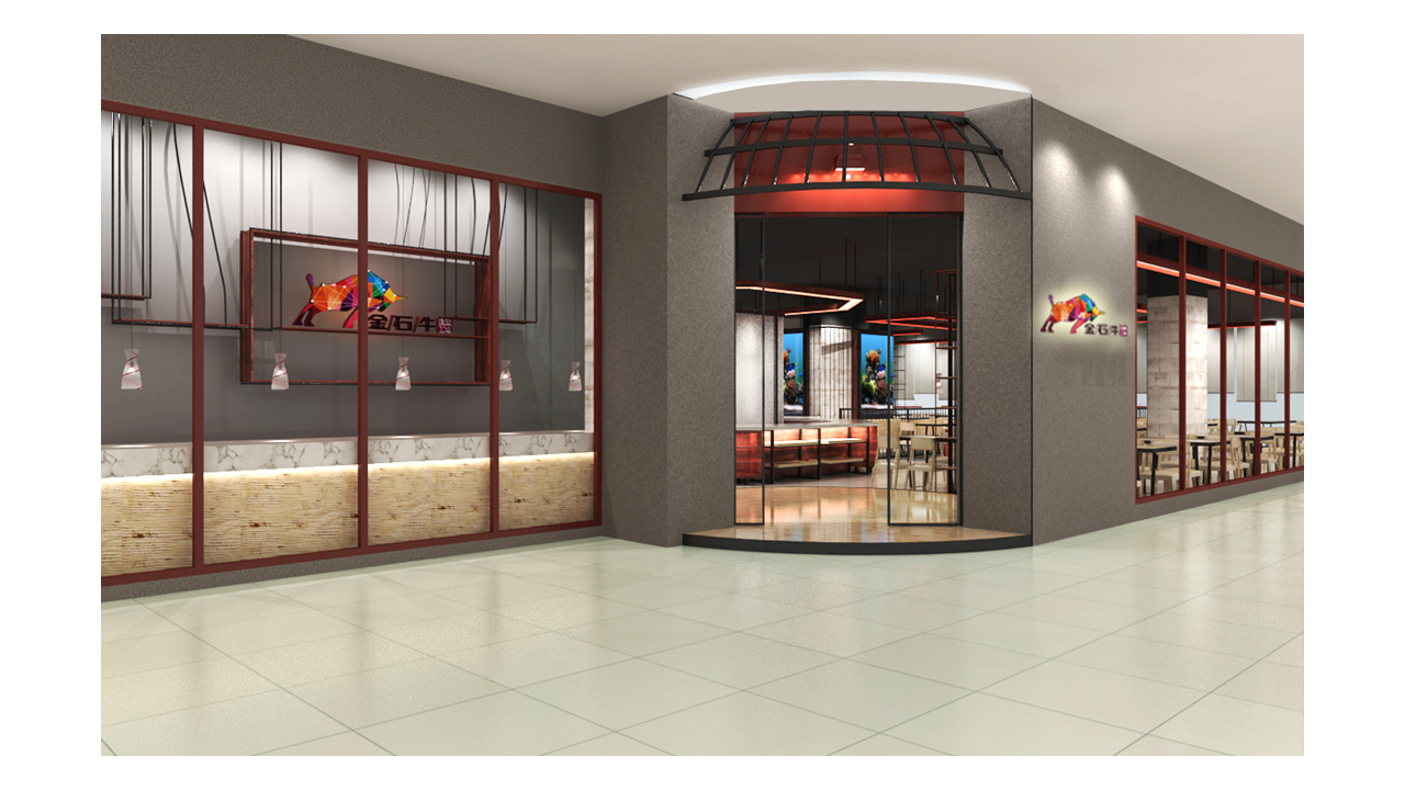 餐饮空间设计案例：金石牛自助烤肉店设计 第3张